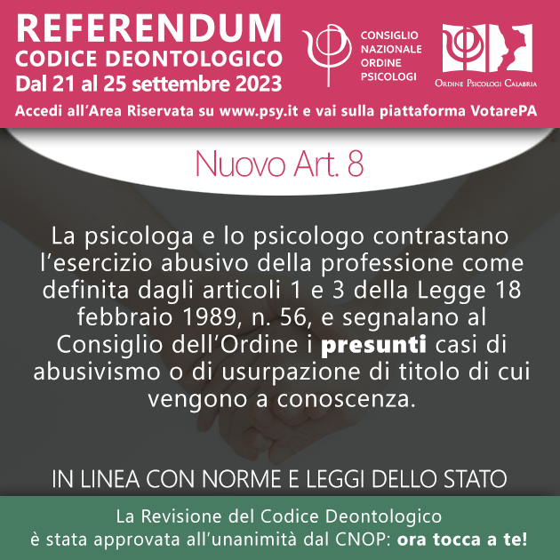 Referendum CD: come cambia l'art. 8? · Ordine Psicologi Calabria